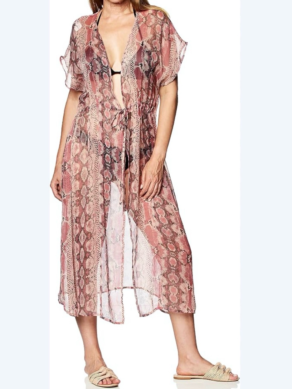 BETSEY JOHNSON Pink Snake Bite Tie Front Duster